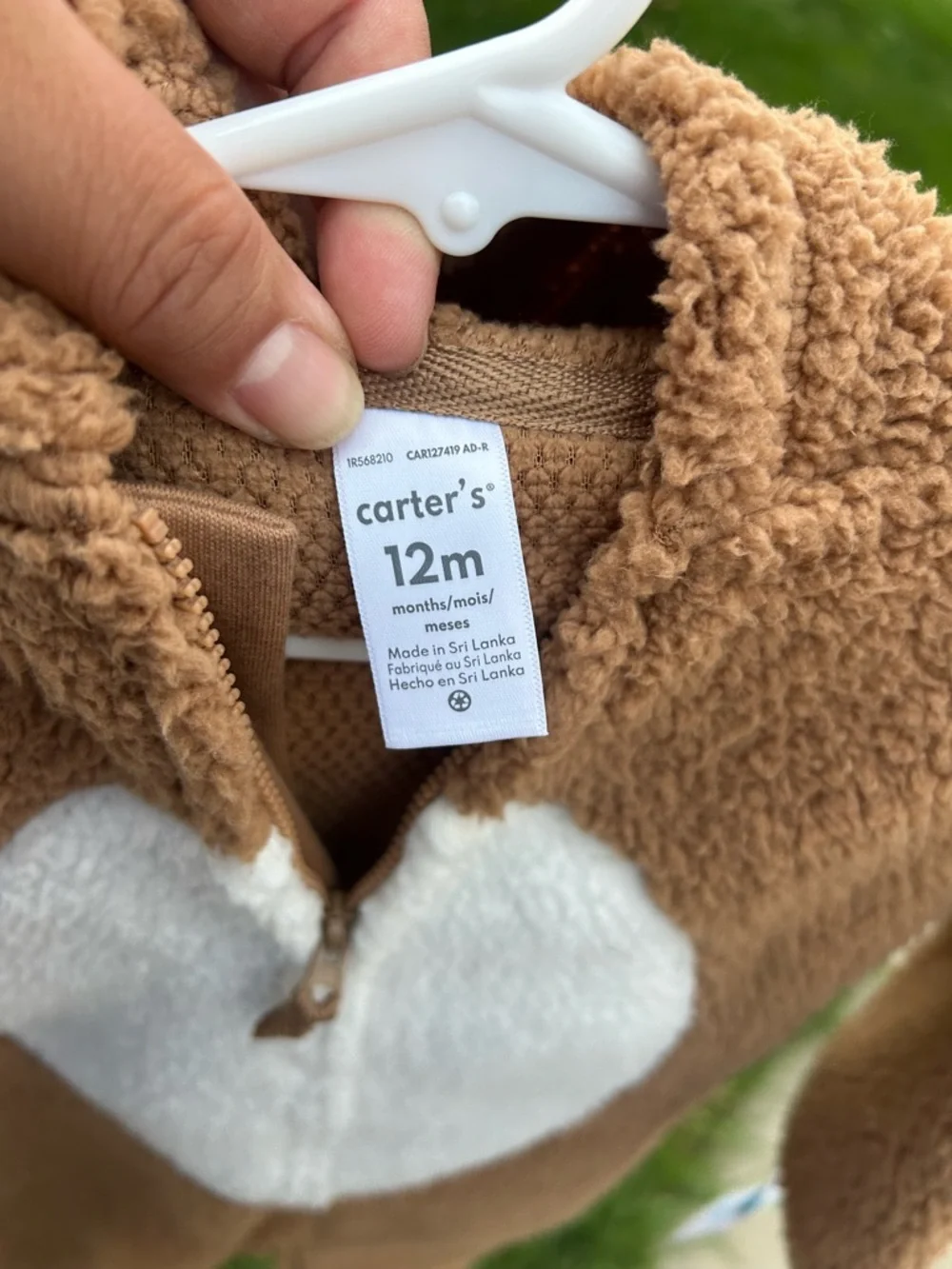 Carter's Brown and White raindeer Sherpa Hooded One-Piece Footie